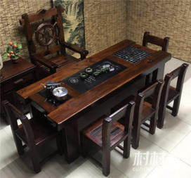 船木茶几实木家具桌椅组合图片老船木茶桌椅